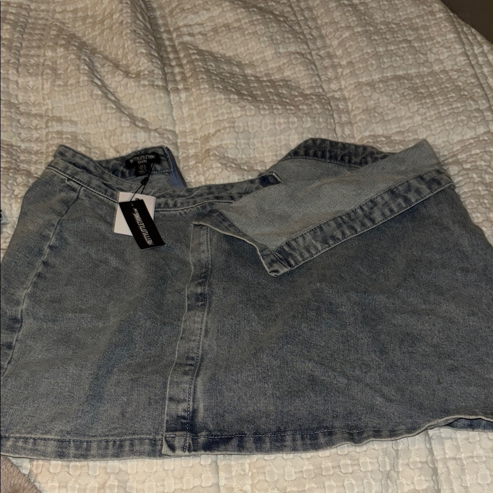 PrettyLittleThing Gray Blue Wrap Mini Skirt for Night Out
